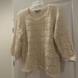 Vera Wang Simply Vera Crochet Ivory Blouse, Size XL
